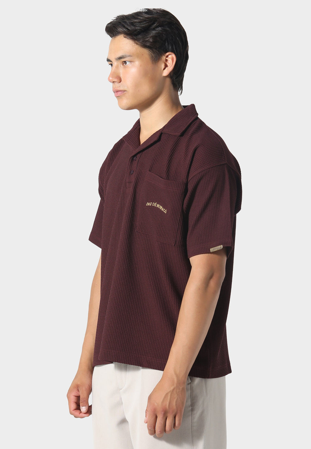 WAFFLE POLO DEEP MAROON