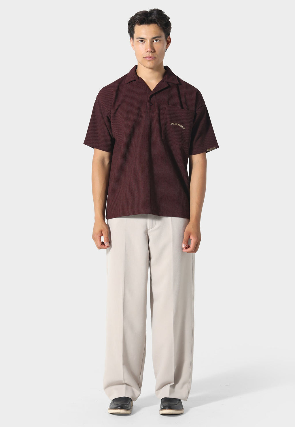 WAFFLE POLO DEEP MAROON