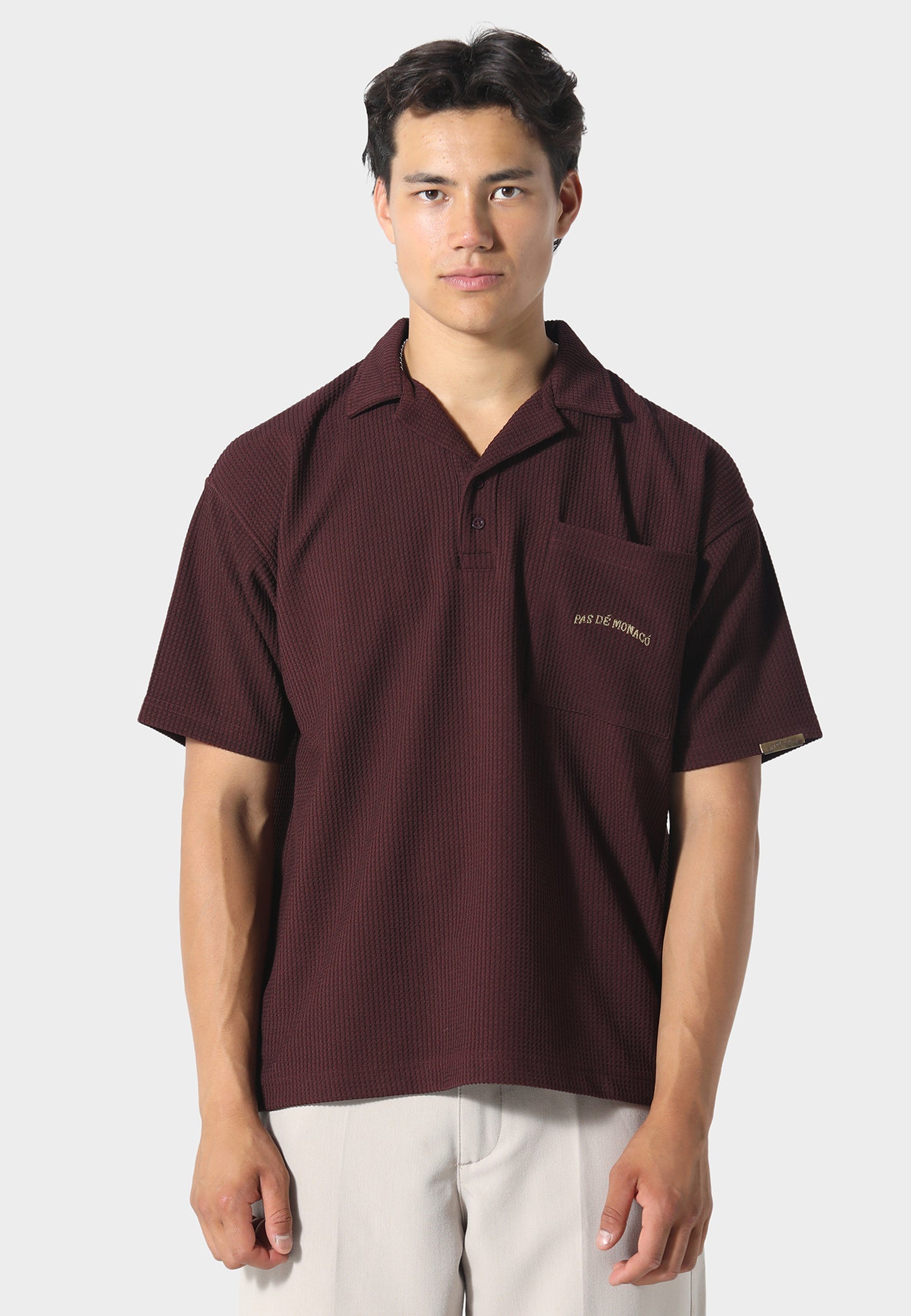 WAFFLE POLO DEEP MAROON